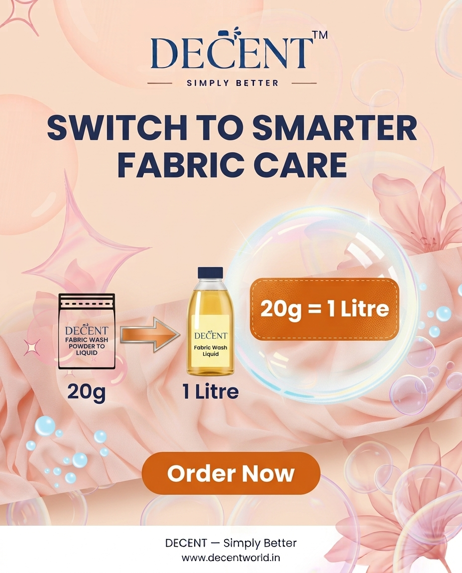 Decent Fabric Wash Powder to Liquid | 20g to 1 litre liquid Fabric Wash