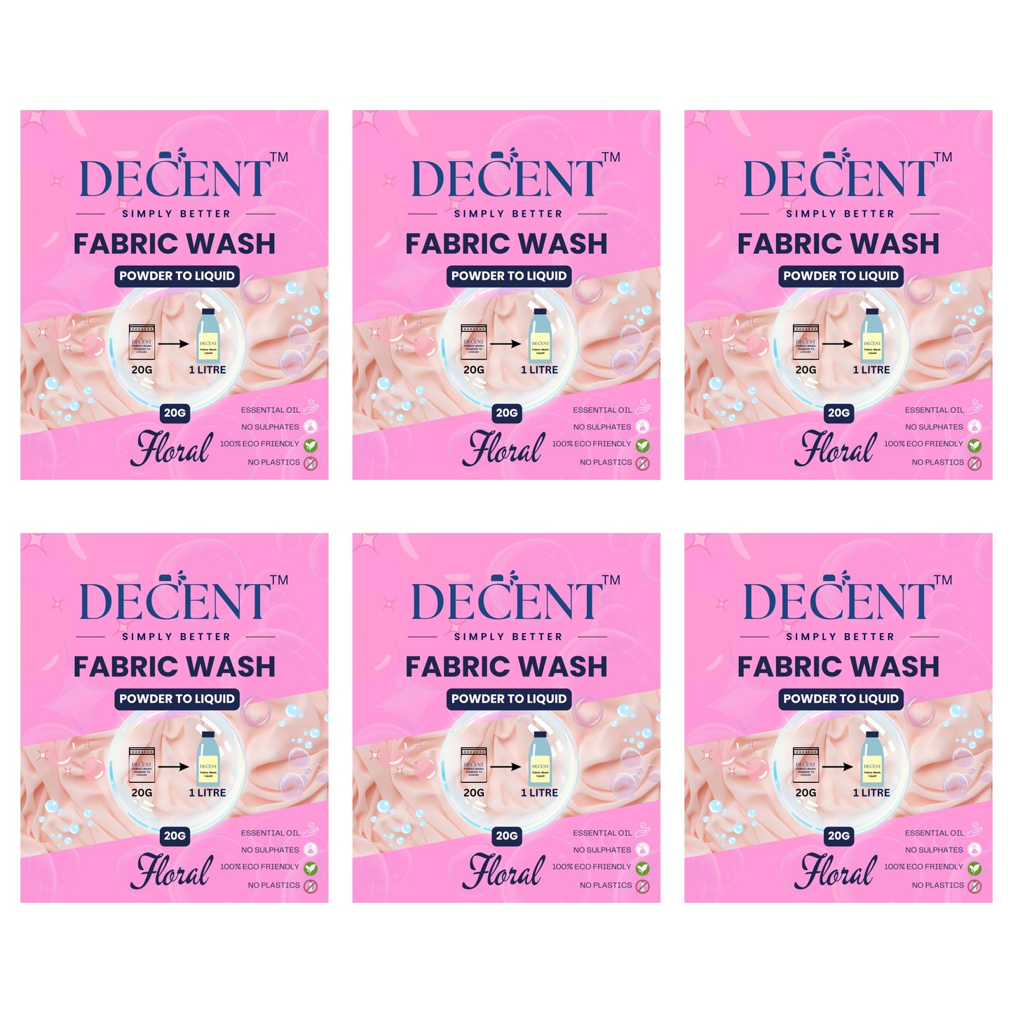 Decent Fabric Wash Powder to Liquid | 20g to 1 litre liquid Fabric Wash