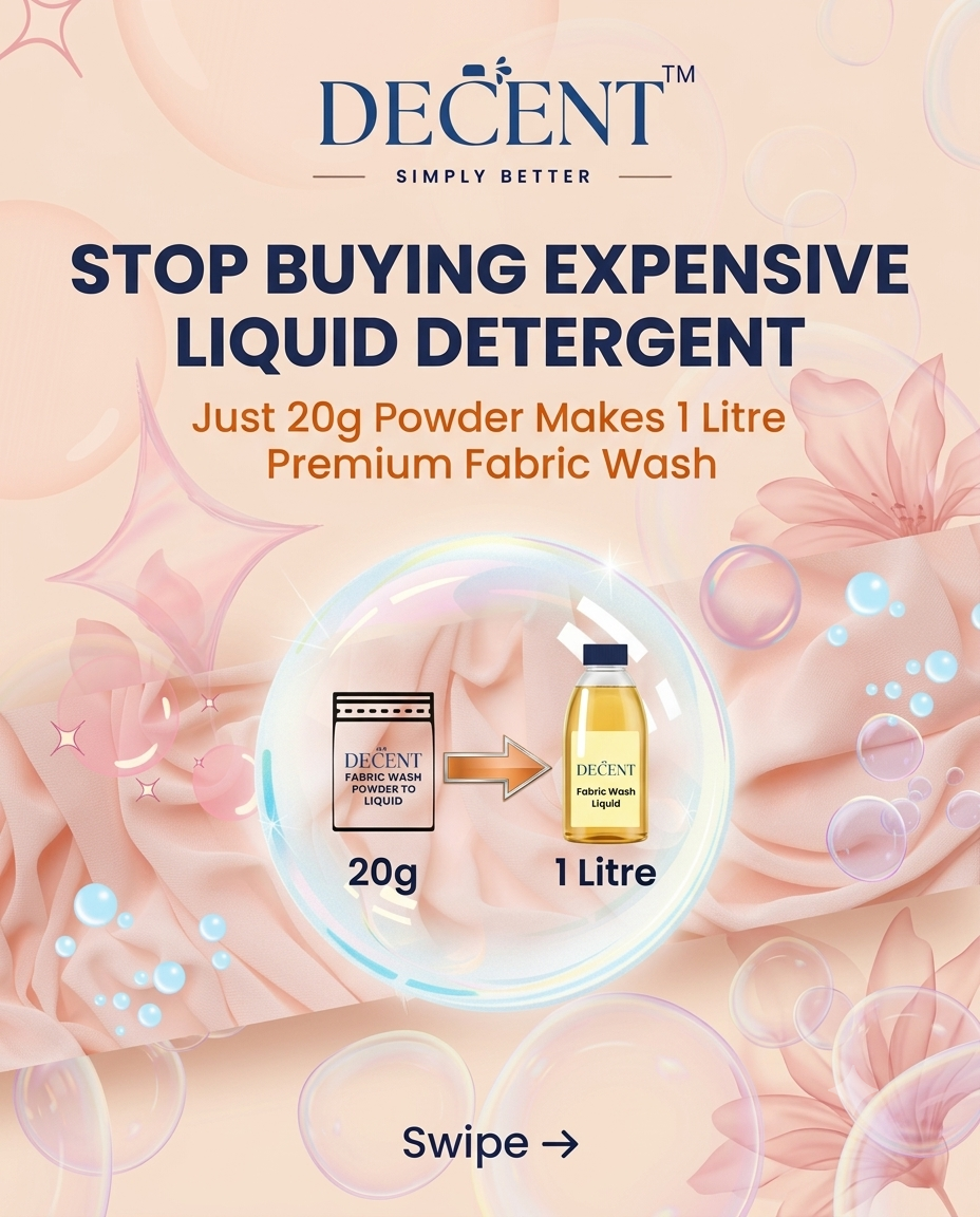 Decent Fabric Wash Powder to Liquid | 20g to 1 litre liquid Fabric Wash